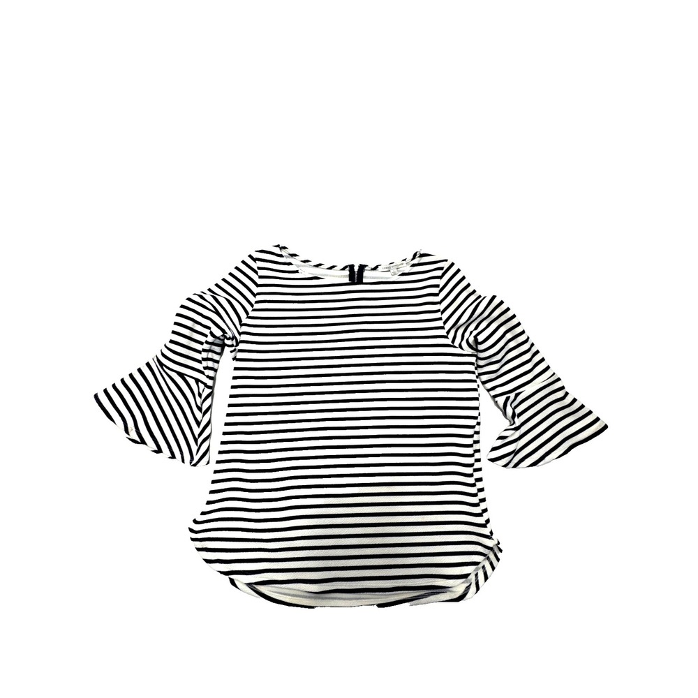 Green Envelope Women's Blouse Black & White Striped Stretchy Top Size L